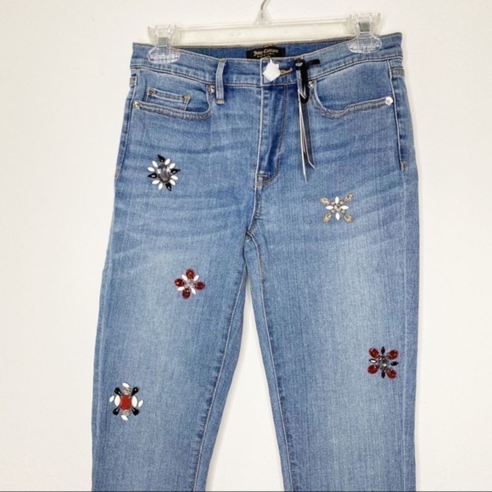Juicy Couture Black Label Embellished Floral Gems Skinny Jeans NWT - Picture 3 of 16